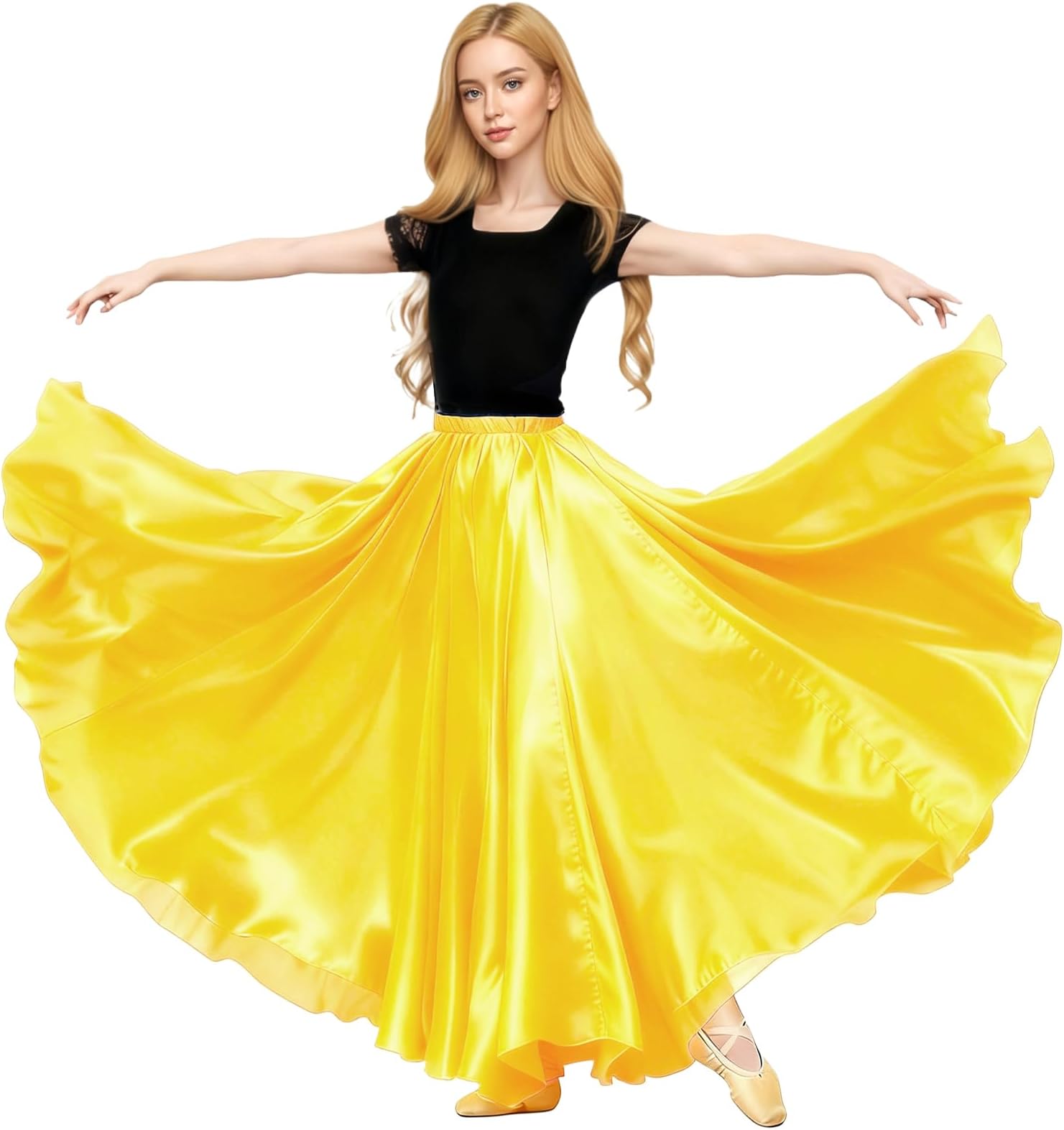 Satin Skirt Belly Dance Costume Festival Maxi Full Long Swing Skirt