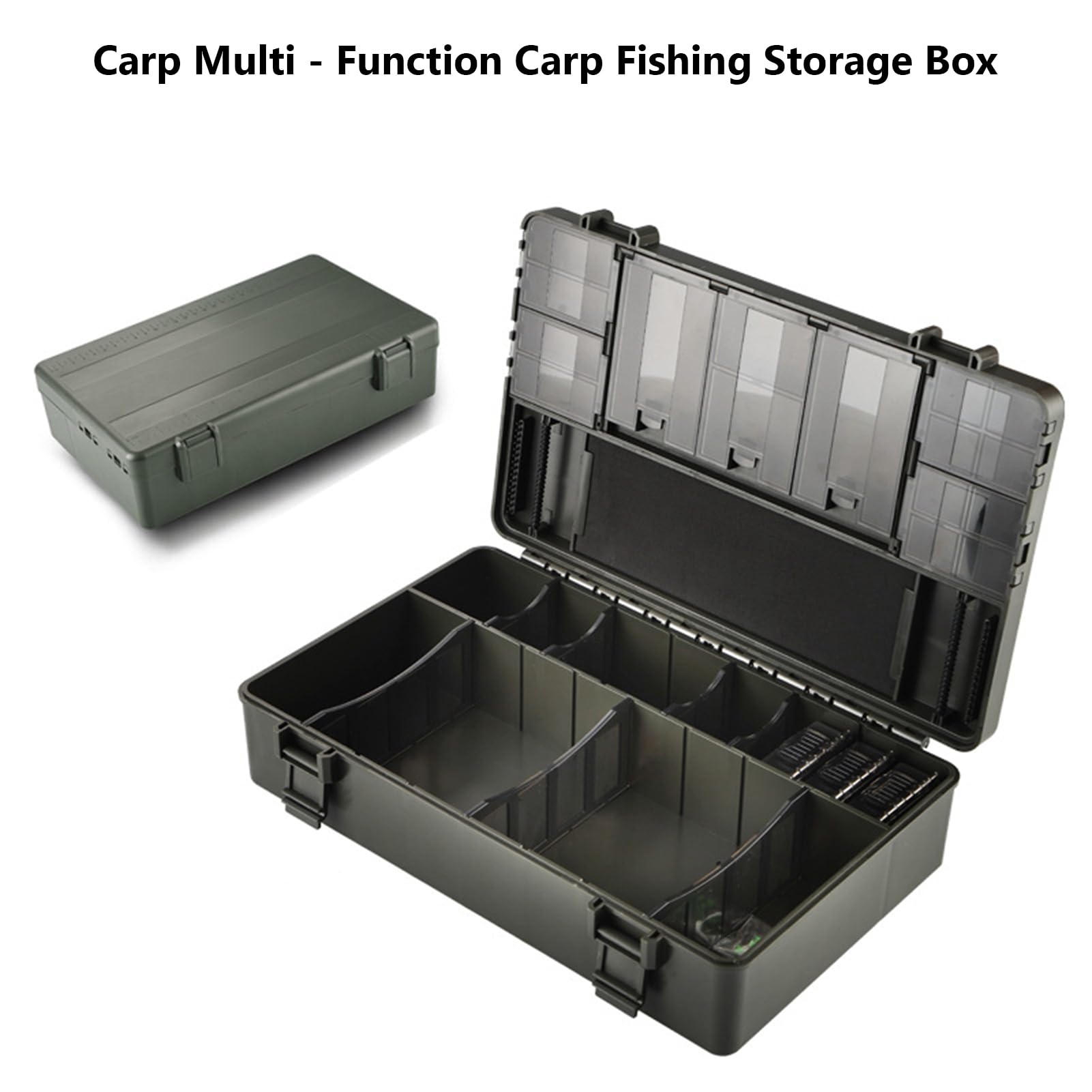 Organizador de Caja de Aparejos de Pesca Material de PC ABS de Primera Calidad Diseño de Rejilla Transparente Duradero Compartimentos extraíbles Regla de medición incorporada para