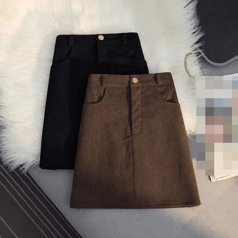 Button Front Tweed Skirt Women's Autumn Winter2