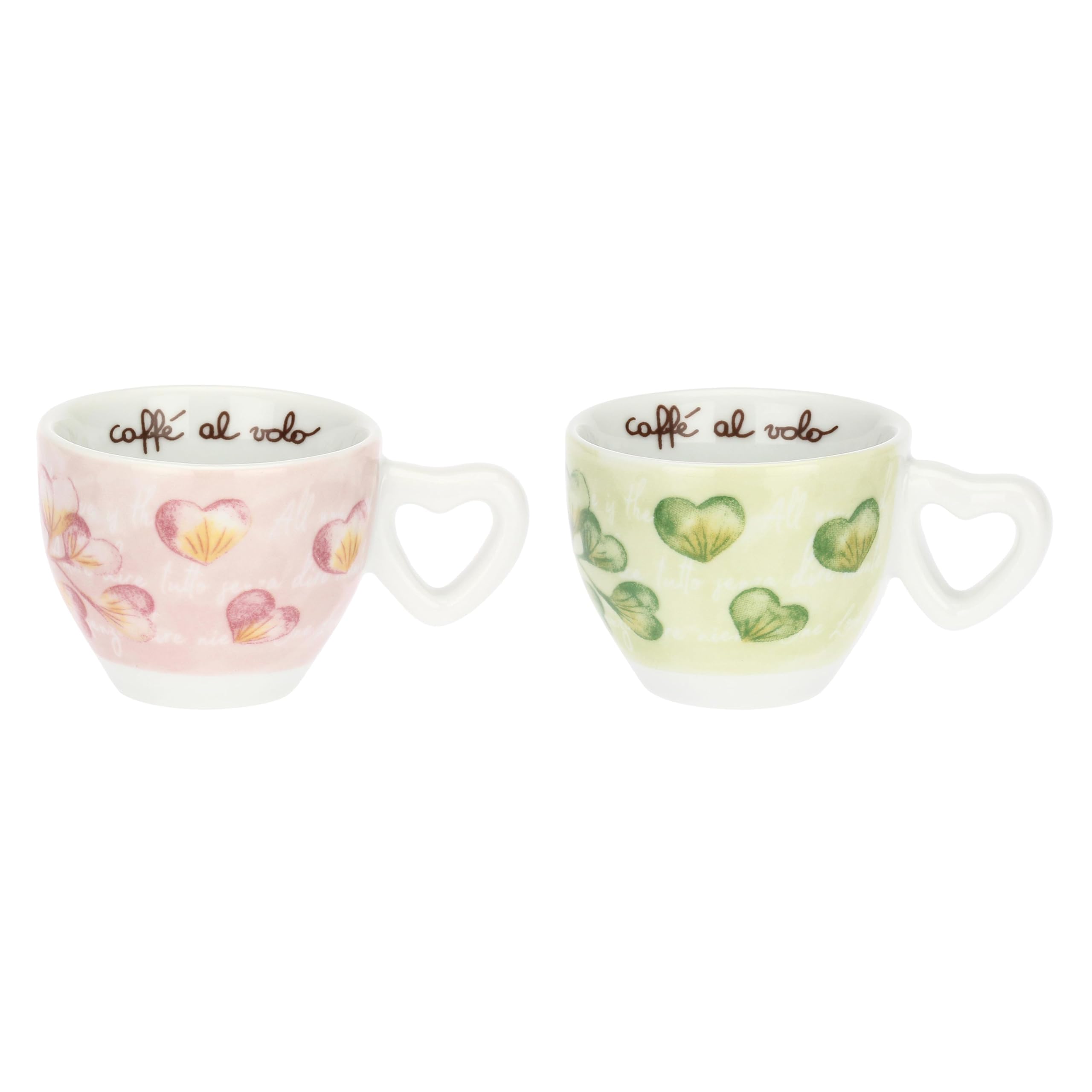 THUN - Set 2 tazzine espresso con zuccheriera - porcelllana - Collezione Cuori in Fiore - 13 x 6 cm