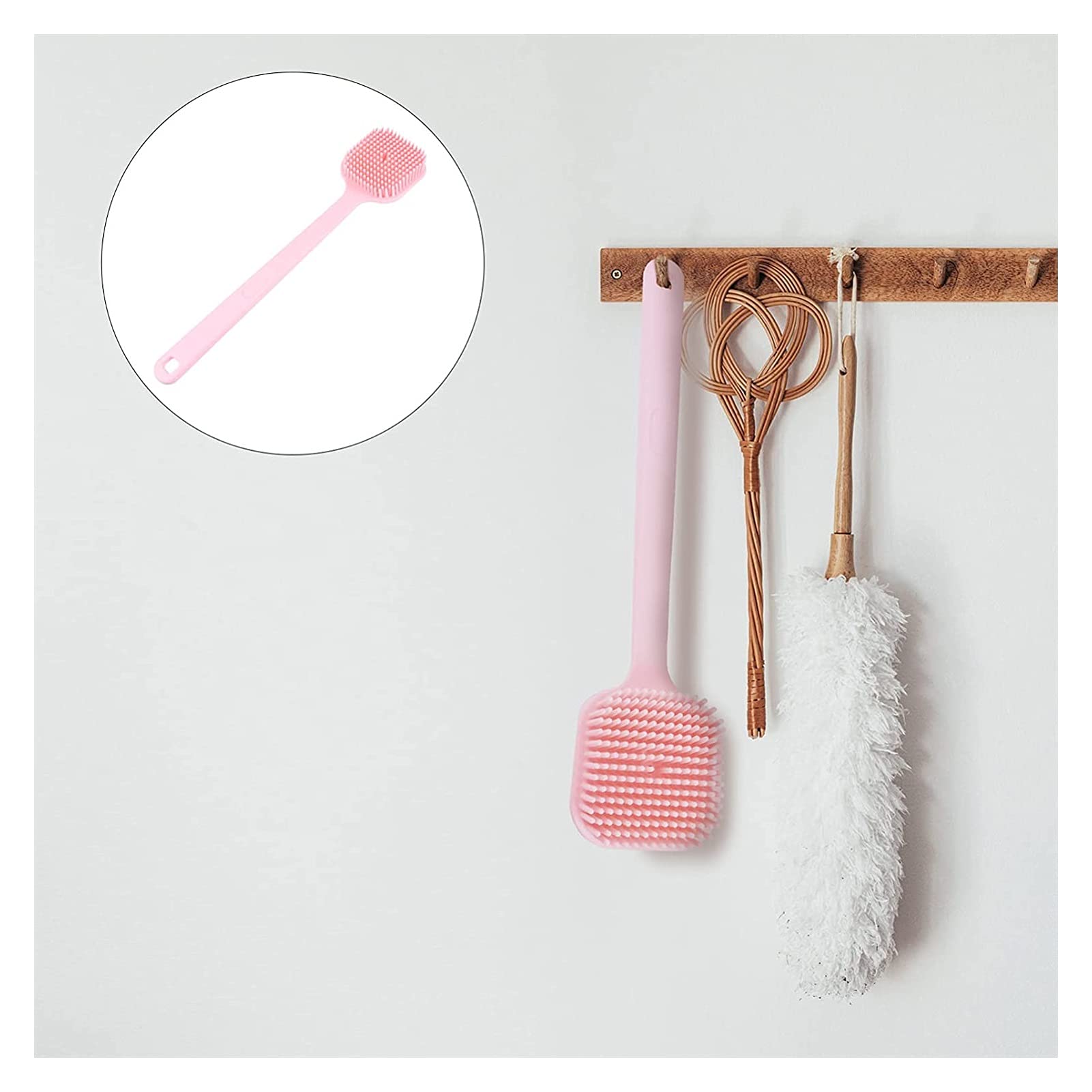 Cepillo Suave para el Cuerpo Cepillo de Limpieza para el Cuerpo Exfoliante de Masaje para la Piel con Mango Largo Cepillos para el baño y el Cuerpo (Color : Pink) (Pink)