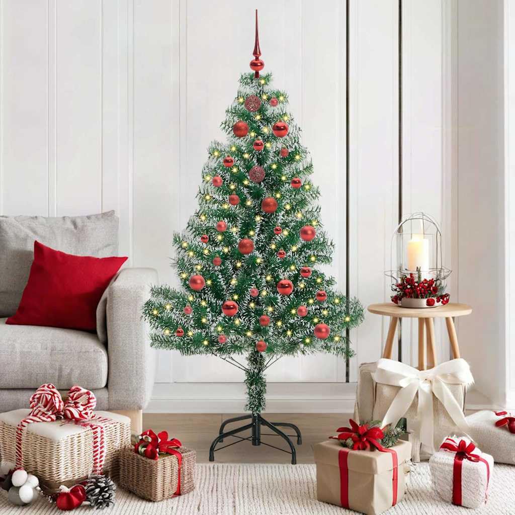 Sapin de Noël artificiel floconné lumineux pour déco terrasse et salon
