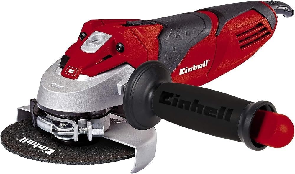 Einhell Amoladora angular con cable - TE-AG 125/750 Kit. 750 W, sistema de bloqueo del husillo, bajas vibraciones, incl. 1 disco de corte de diamante, protector de disco de corte. Con estuche | 750 W | Bloqueo de husillo | Ajuste rápido | Disco de corte d
