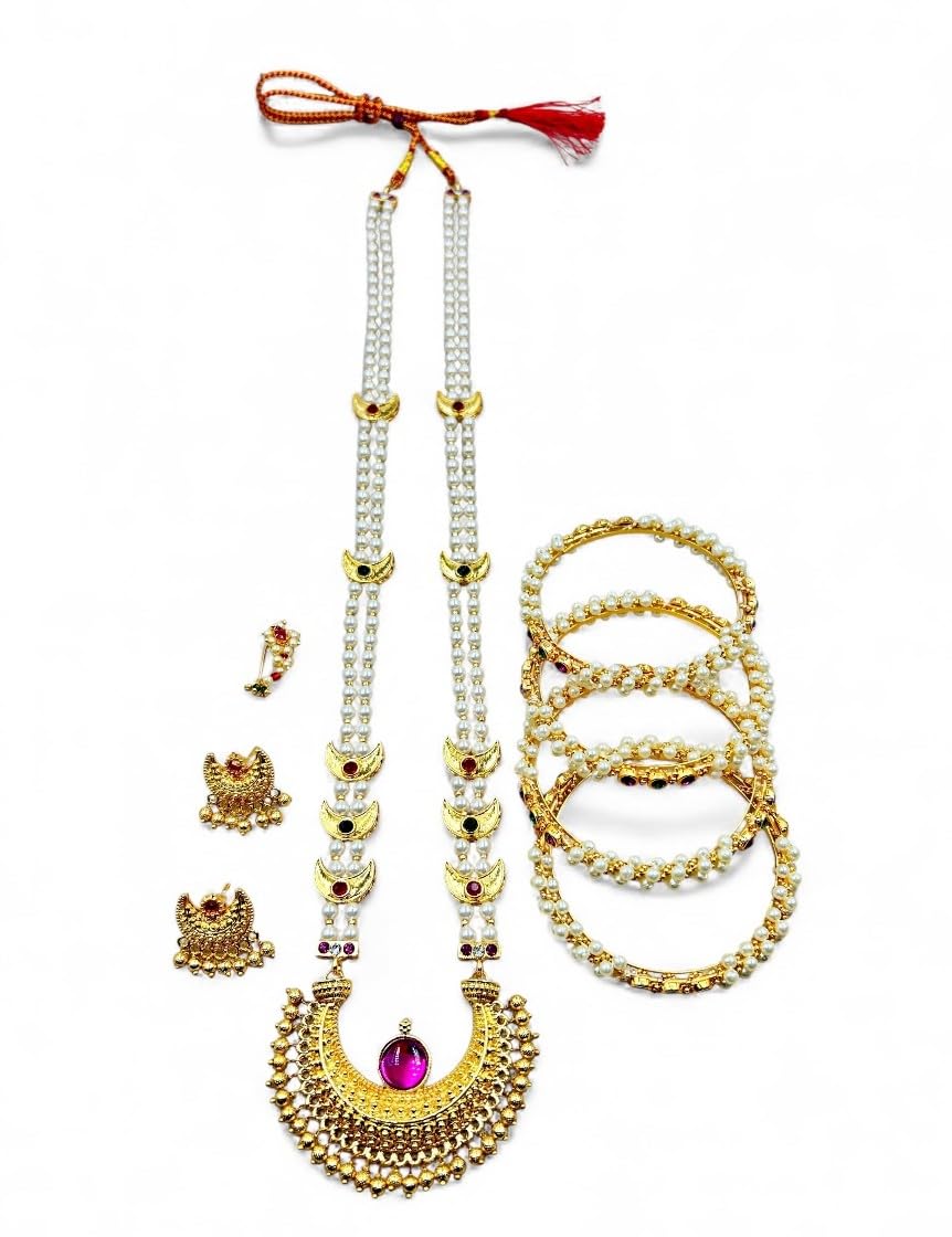 Majestic Gold Plated Chandrakor Tanmaniya Set with 4 Bangles and Nath-image-46