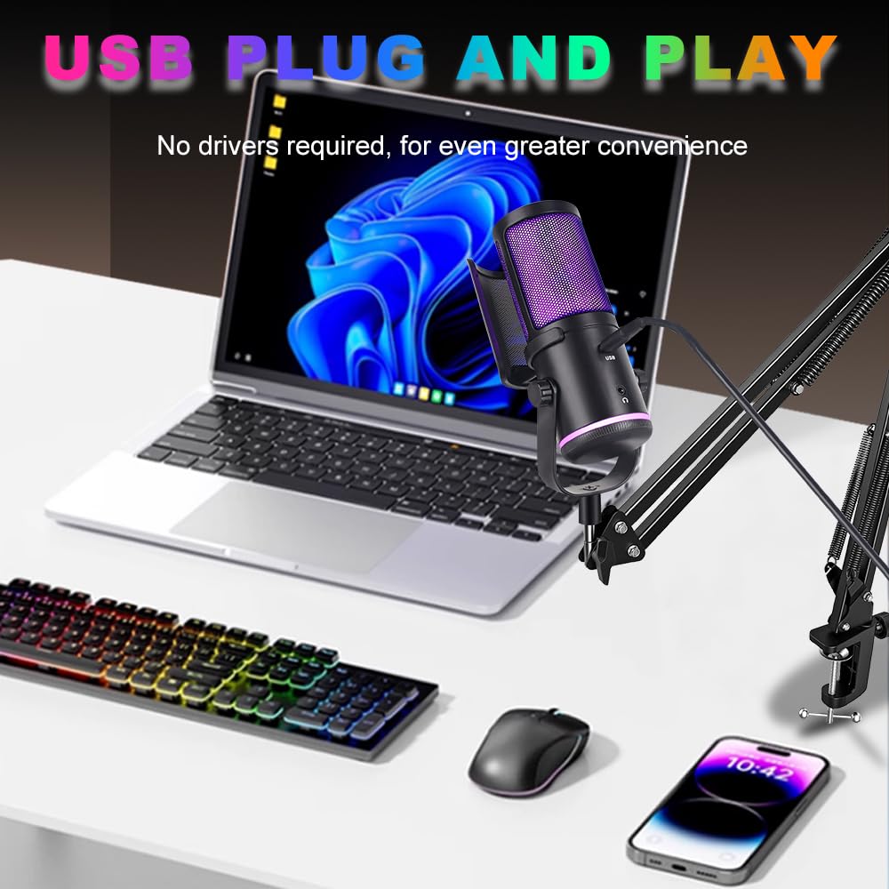 Amazon.com: Nuoxiange M16 USB Microphone with Boom Arm - PC Mic