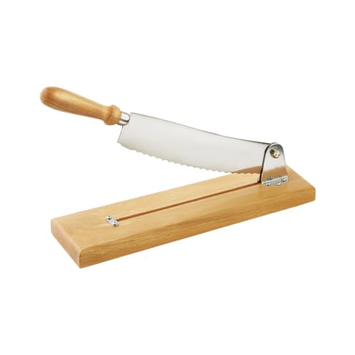 Louis Tellier - Corta Pan Profesional de Acero Inoxidable con Base de Madera - Cuchilla Recta de 25 cm - Utensilio de Cocina Duradero