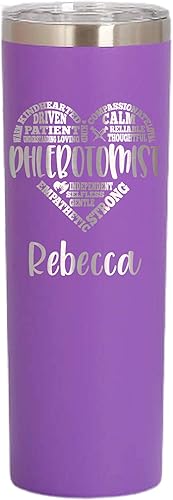 LegacyCuts - Vaso delgado personalizado de 20 onzas para flebotomo, técnico médico, taza de cumpleaños para técnico médico, grabado con láser,