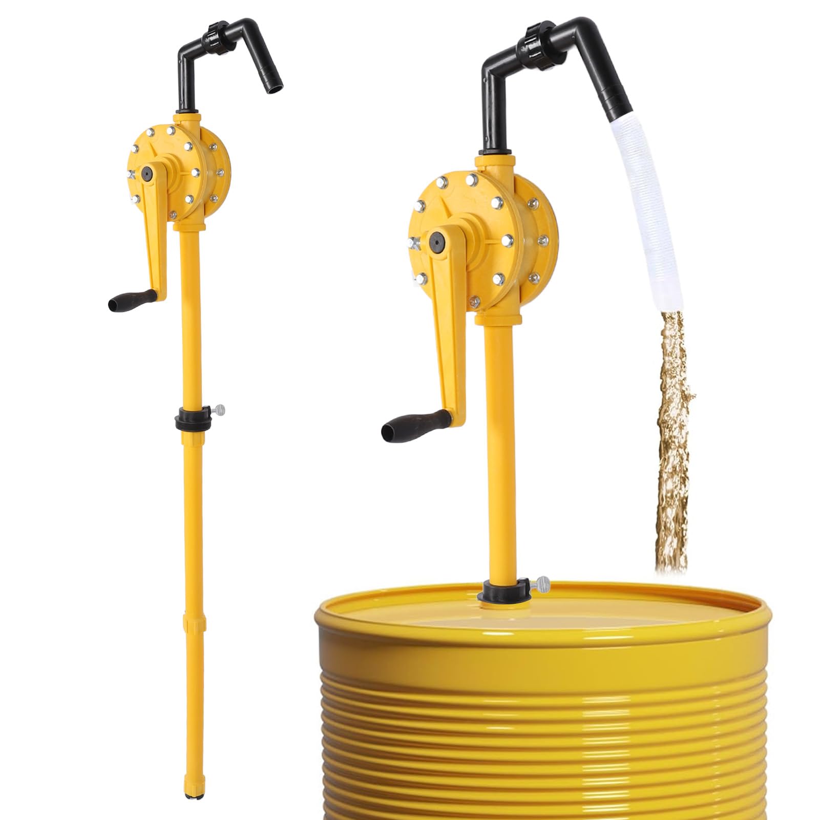 Handpumpe, manuelle Fasspumpe für 5 bis 55 Gallonen Fässer, 35 l/min Hochleistungs-Öltransferpumpe mit 3–5 m Hubhöhe, inklusive Saugrohren und Handkurbel für Schmiermittel-Motoröl