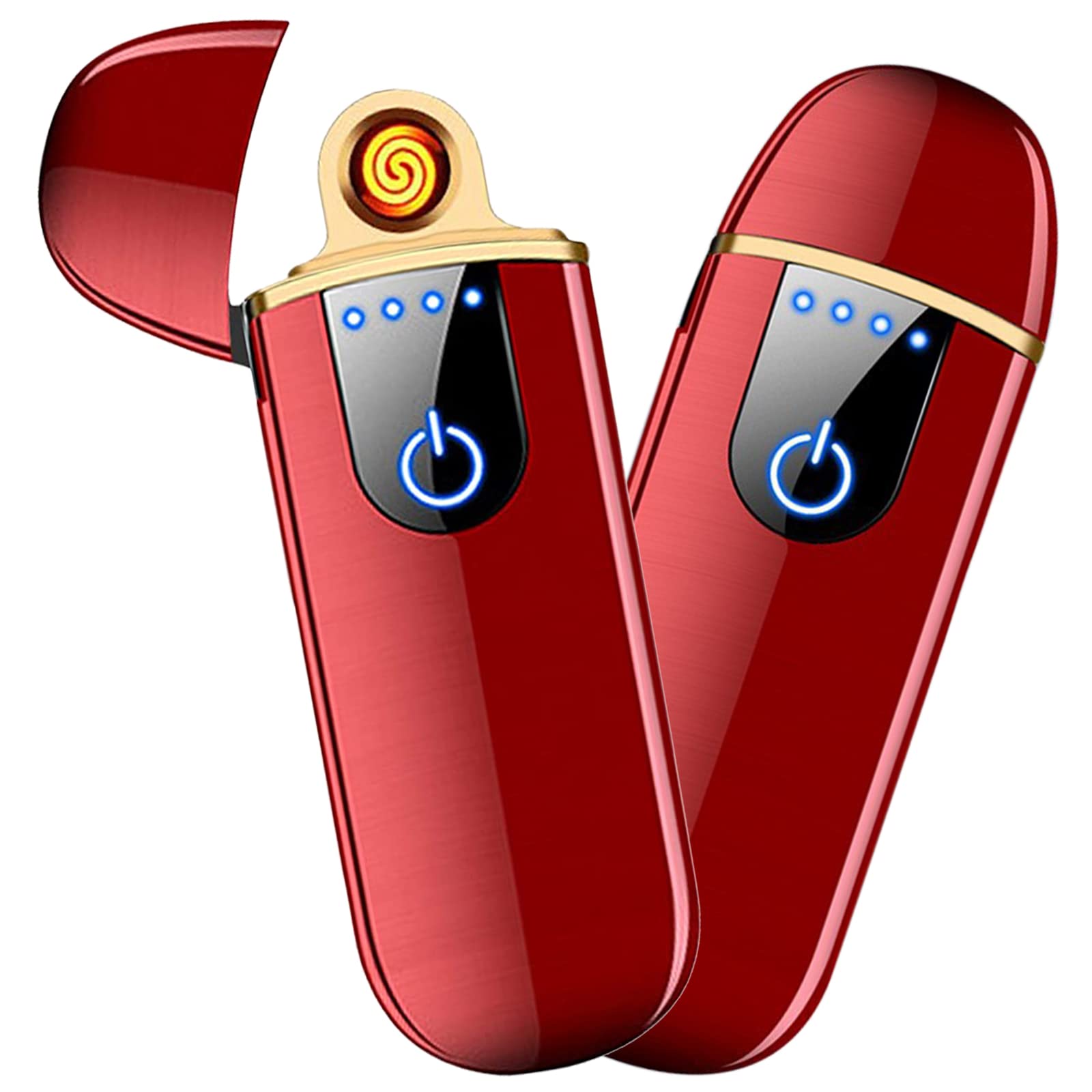 Electronic Lighter, Smart USB Rechargeable Lighter,Mini Electric Lighter Touch Ignition Windproof Flameless Lighter Plasma Lighter with Battery Indicator for Men Father Gifts (Red)-image-24