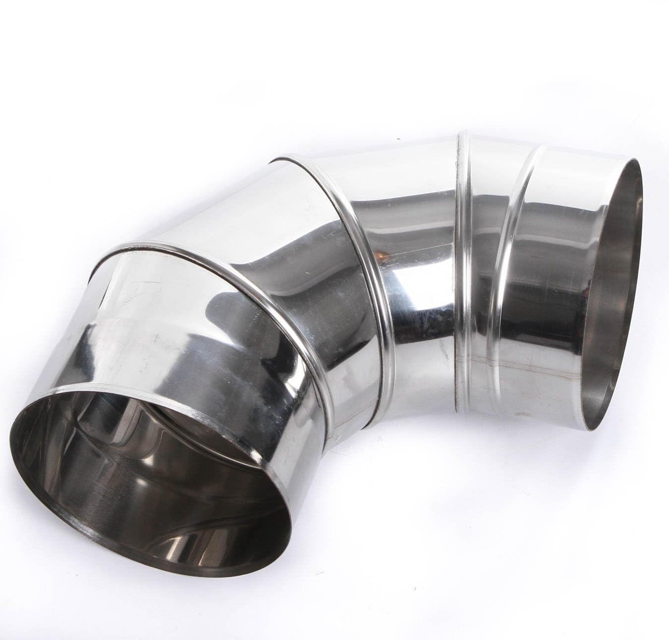 BirnePower Coude Réglable 0-90° 120 mm en Acier Inoxydable, Accessoire pour Tuyau de Poêle, Conduit Cheminée et Évacuation des Fumées