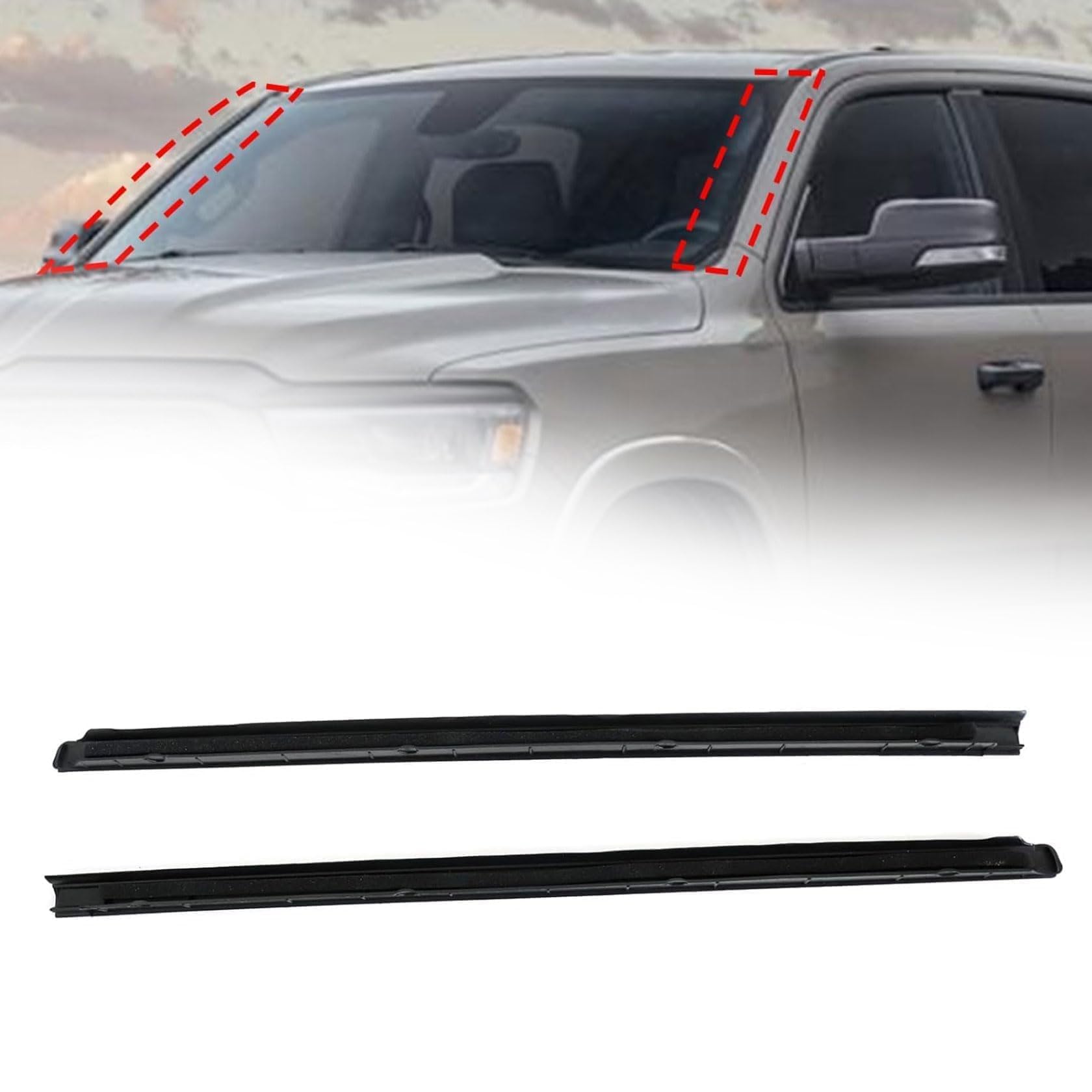 Photo 1 of FZJDSD 1Pair Front Right&Left side Windshield Molding Strip Compatible with Dodge Ram 1500 2500 3500 4500 5500 2009-2022 Exterior Windshield Molding Trim Windshield Weatherstrip #68297609AB 68297608AB