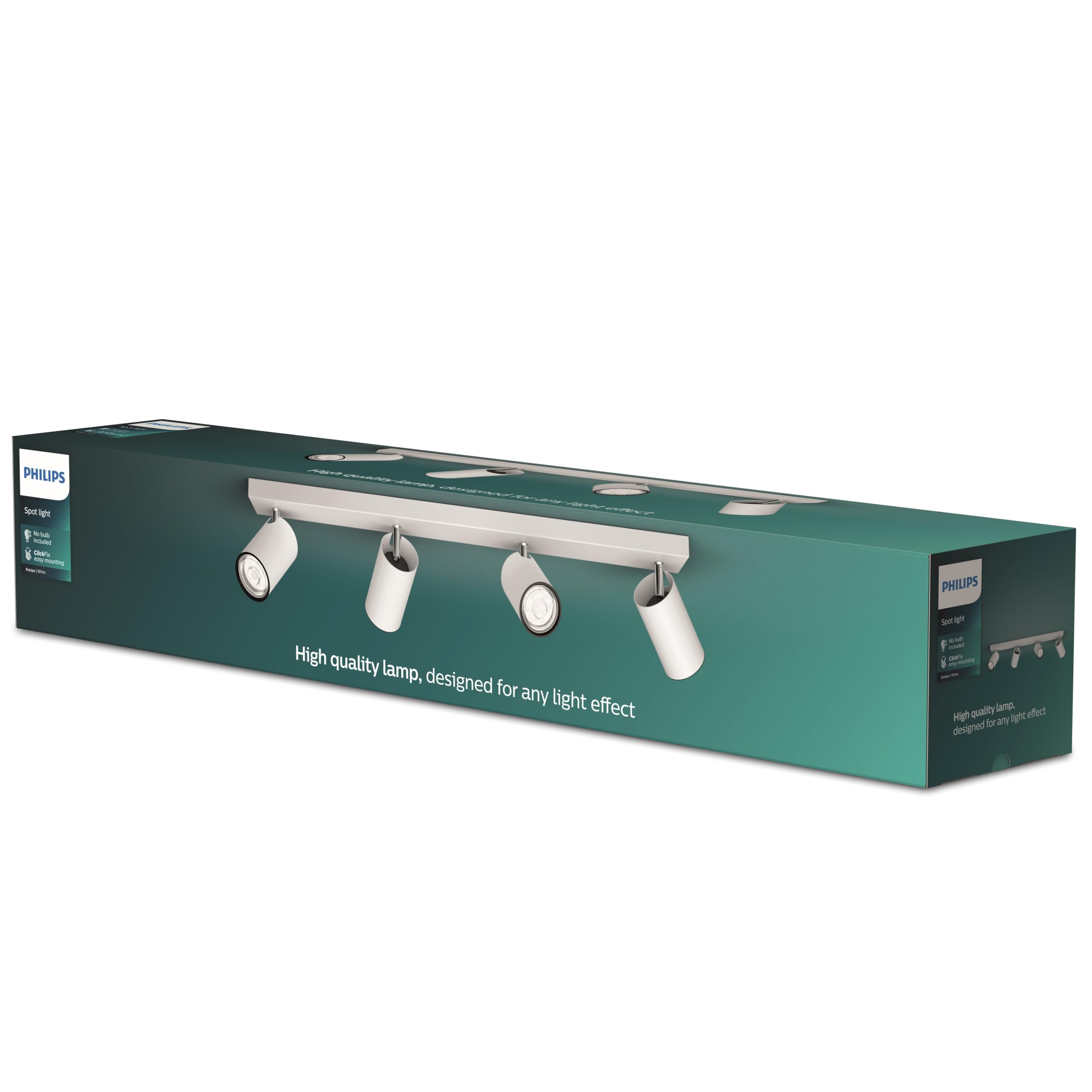 PHILIPS myLiving Kosipo 4-er Deckenspots (4 x 5,5 W), elegante Deckenleuchte mit 4 flexiblen Spots, GU10 Leuchte ohne Leuchtmittel, weiß