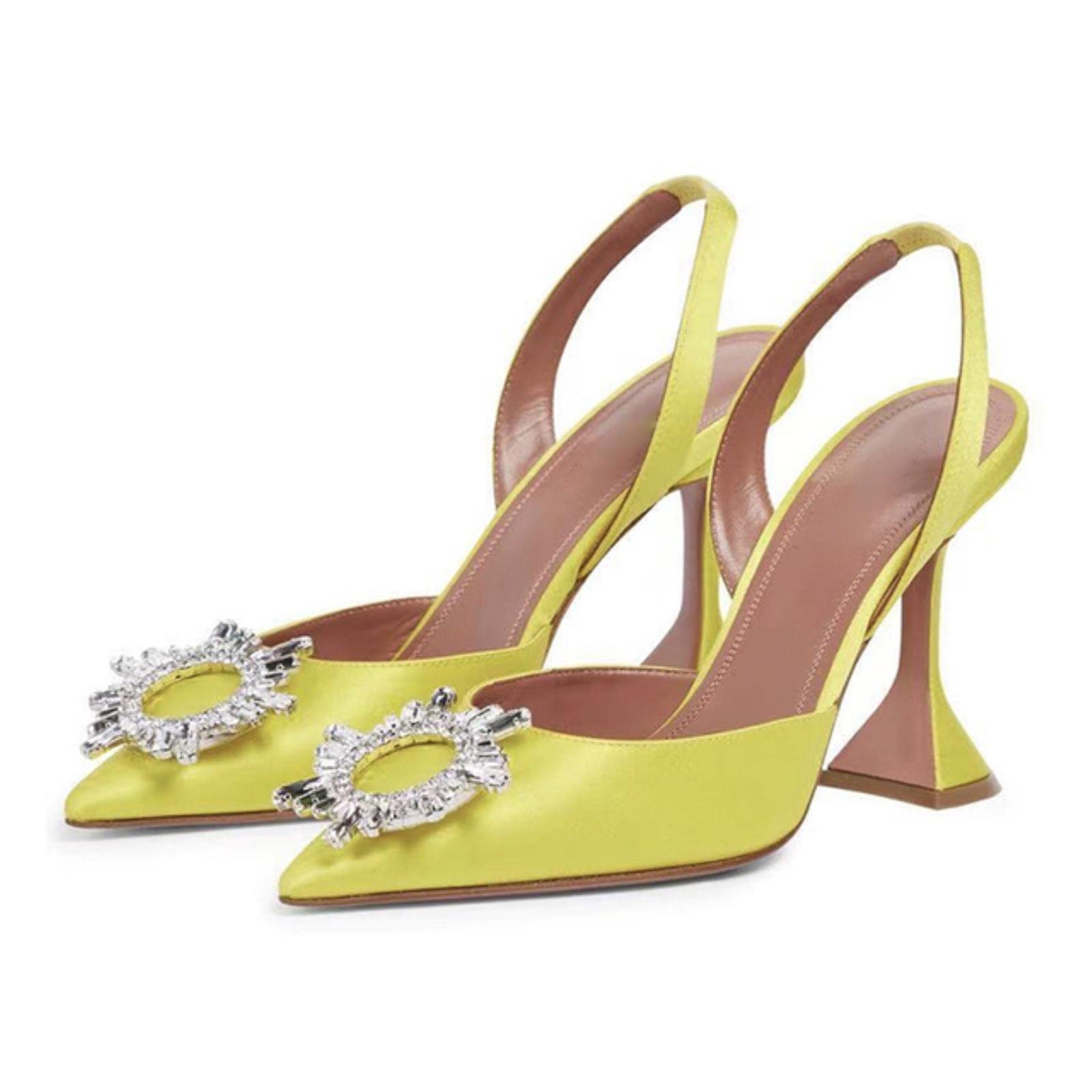 Heels Women Pumps Satin Heel Shoes Women Sandals Rhinestone Bow-Knot High Heeled Sandal Female-1-Yellow,41