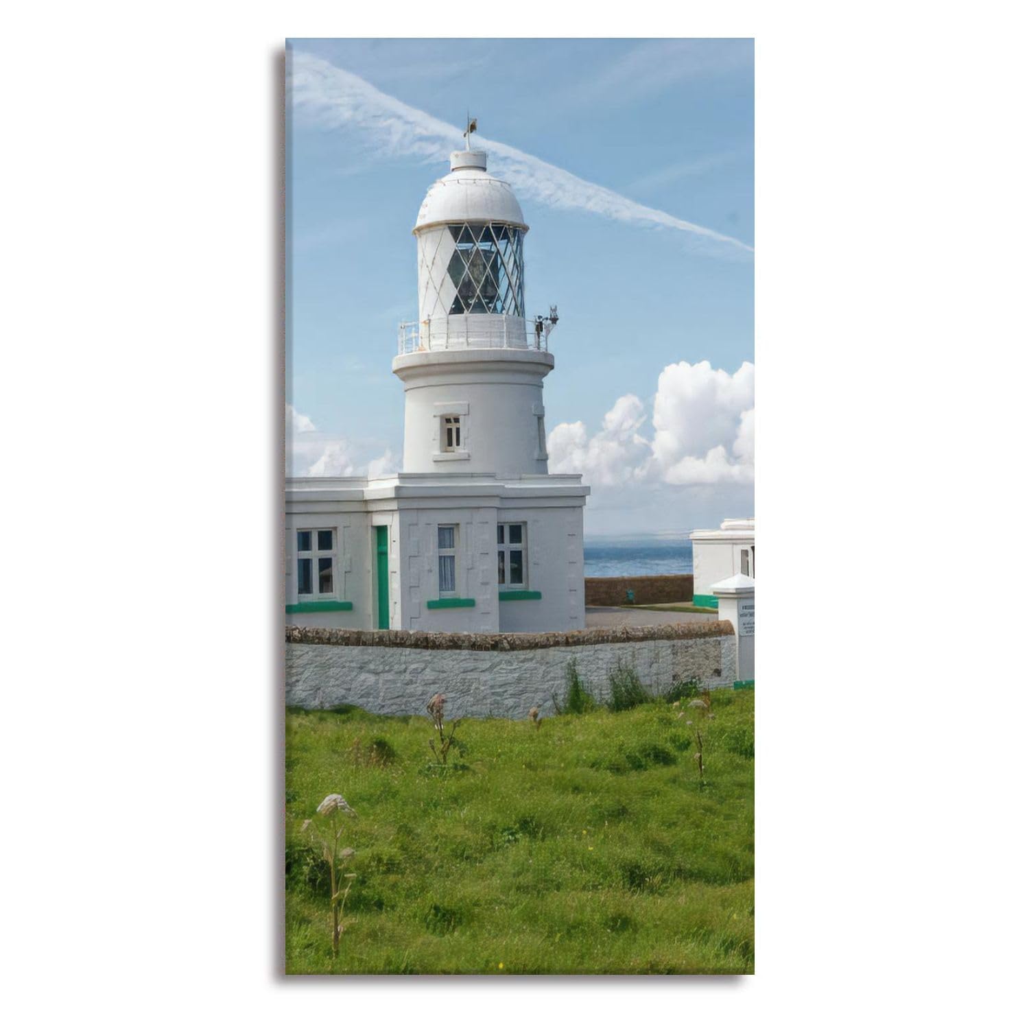 Canvas Wall Art Pendeen Watch lighthouse St Cornwall England Paintings for Living Room Bedroom Office Wall Decor, Stretched & Framed Artwork Wall Poster Ready to Hang - 20x40