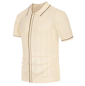 Button Down Knit Polo Mサイズ Amazon.com: Men's Button Down Knitted Polo Shirt Retro