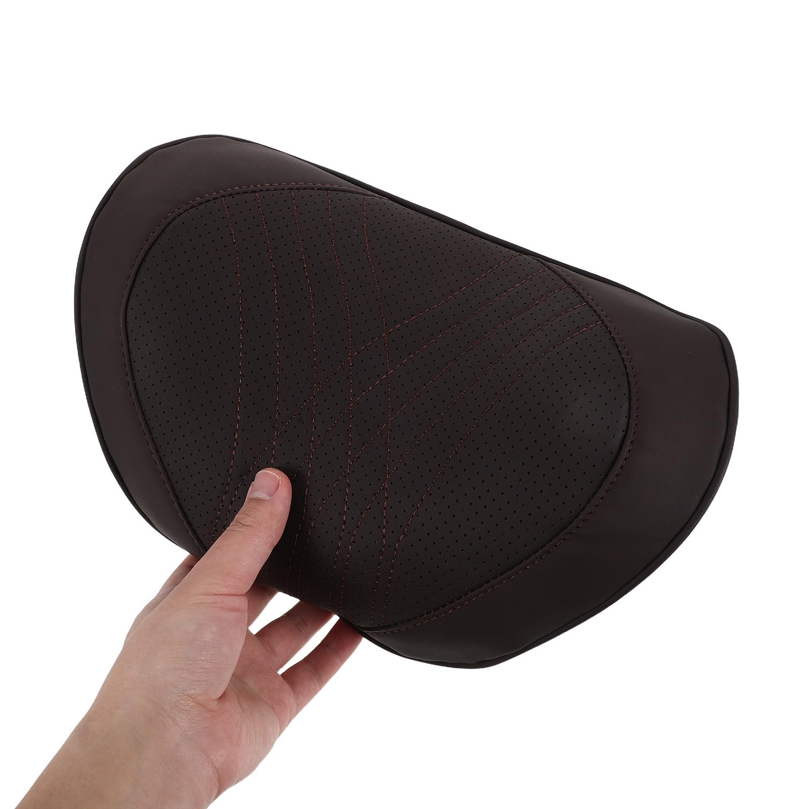 Beavorty Almohada Ergonómica para Cuello y Espalda para Coche con Espuma Viscoelástica y Cubierta de Cuero Extraíble, Correa Ajustable para Viajes en Carretera Cómodos