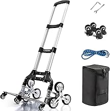 LVYUAN Carry Cart, Stairs, 3 Wheels, Dolly, Stairs, 10 Wheels, Folding, Hand Carry, Hand Truck, Luggage Cart, Lightweight, Steps, 4 Wheels, 360° Rotation, Silent, Large Tires, Bag Included, Height