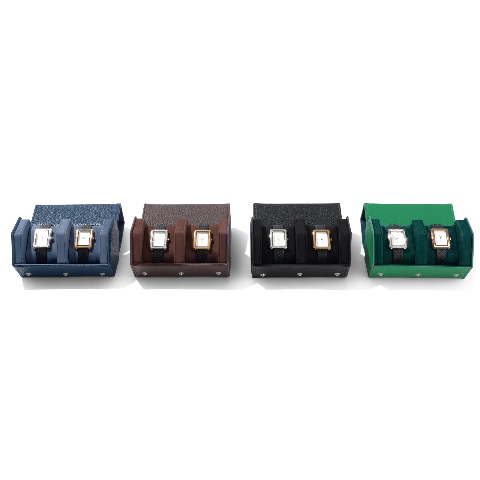 Boîte à Montres de Luxe en Cuir PU, étui de Rangement Hexagonal à 2 emplacements pour Montres, étui de Voyage Enroulable, Coffret Cadeau pour Noël, Anniversaire (Marron)