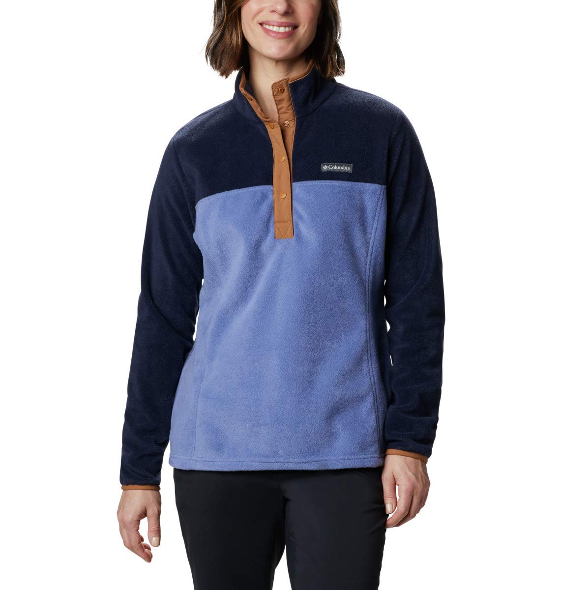 Columbia Womens Benton Springs Half Snap II Pull Over Fleece Jacket, Dark Stone/Canoe/Vintage Blue, 3X