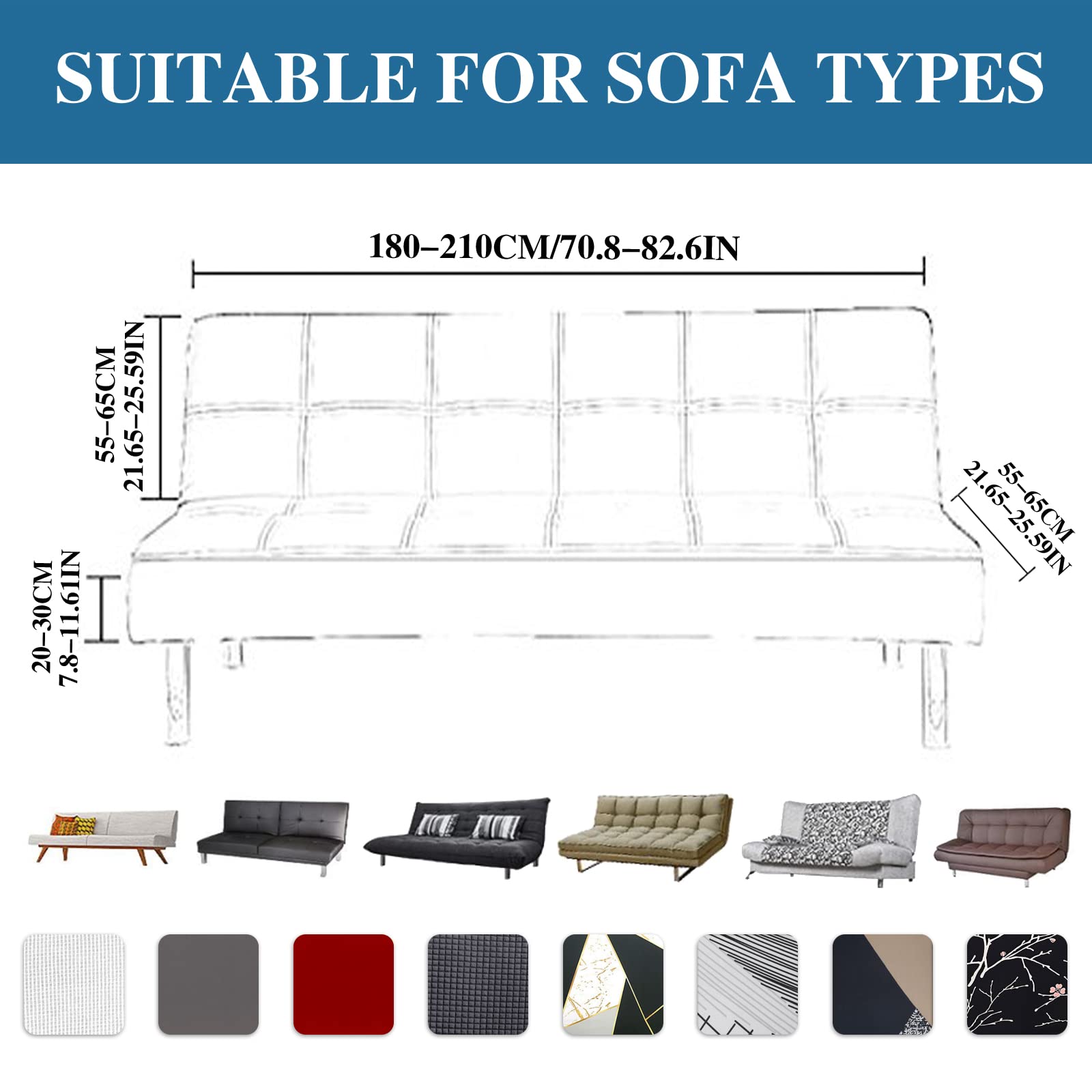 Jaotto Copridivano 2/3 Posti Senza Braccioli Elasticizzato,Fodere Copridivano Letto Antigraffio Lavabile Rimovibile,Copridivano Clic Clac Elastico Pieghevole Antiscivolo Casa Soggiorno,Grigio Argento