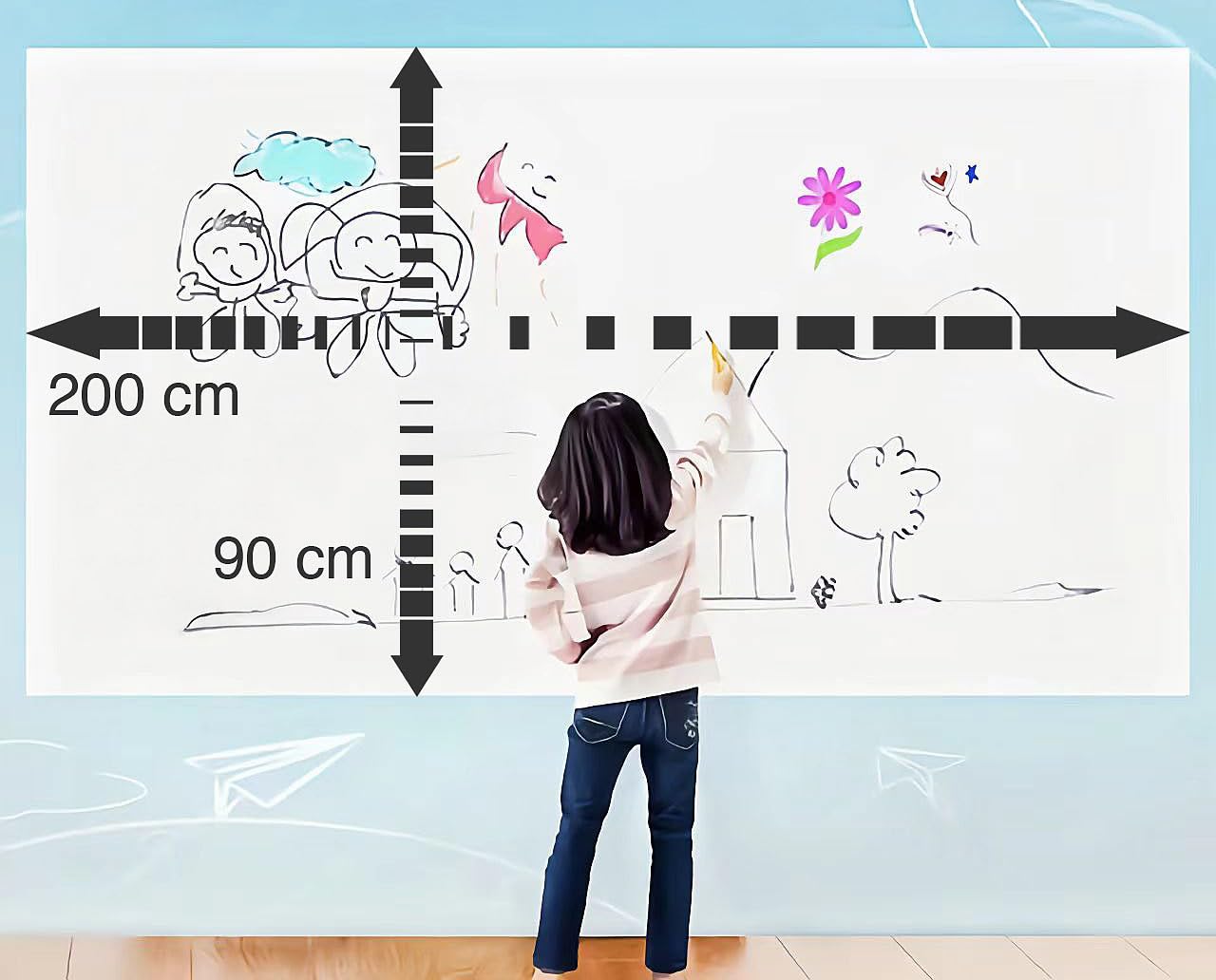 Tableau blanc adhésif 90 x 200 cm pour feutres [infactory]