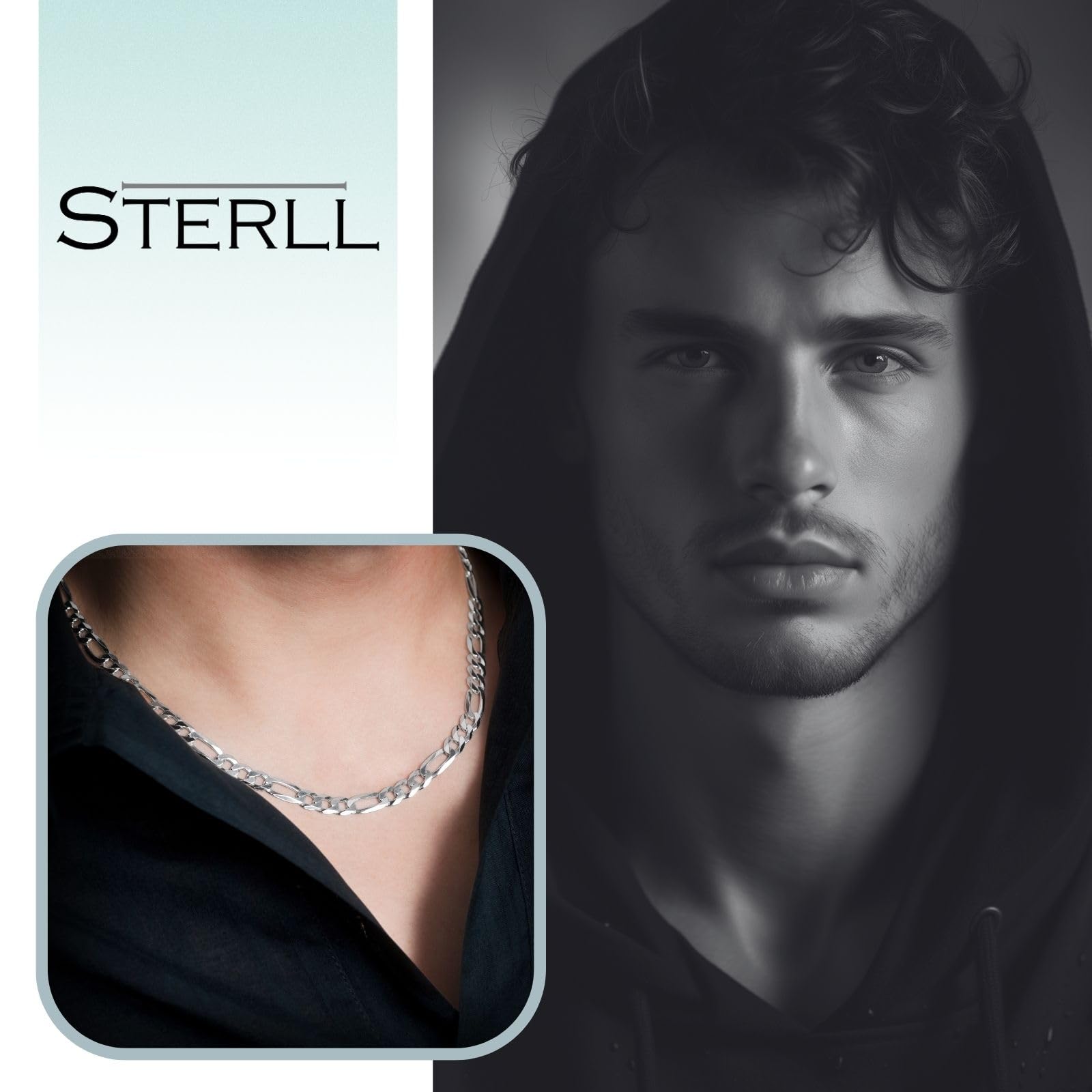 Collar de plata maciza 925 para hombre, ideal como regalo para marido o amigo, con caja de regalo