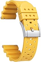 BINLUN Bracelets de Montre en Respirable Silicone Bracelets de Montre Connectée Doux à Dégagement Rapide pour Homme/Femme 6 Couleurs（Jaune，22mm）