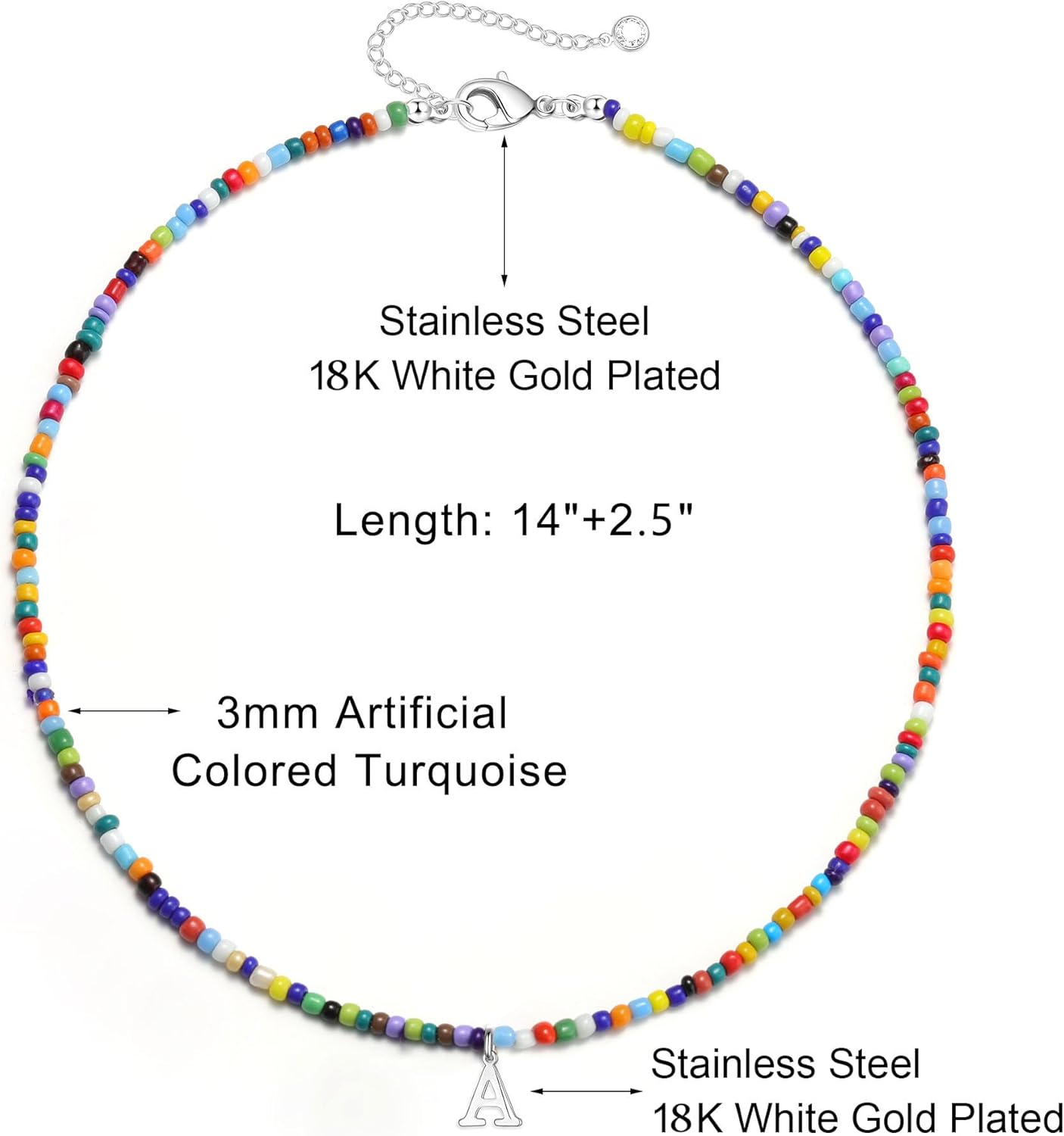 Yoosteel Valentines Gifts for Kids Teen Girls - Colorful Beaded Initial Necklaces for Women Kids Jewelry Personalized Birthday Gifts for Teenage Girls - Image 4