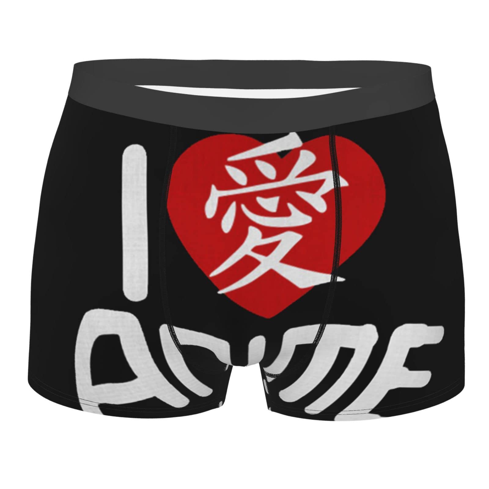 ZORIN Men'S Boxer Briefs I Love Anime Breathable Mens Underwear Black