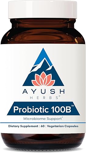Ayush Herbs Probiotic 100B suplemento probiótico diario ayurvédico natural 60 cápsulas Ayush Herbs Probiotic 100B suplemento probiótico diario ayurvédico natural 60 cápsulas