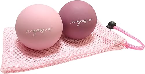 Bolas de lacrosse de silicona para terapia de punto de activación, nudos musculares y terapia física. Juego de 2 bolas con bolsa de transporte. Sin