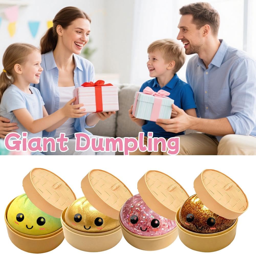 Glitter Dumpling Squishies, 2026 Upgrade Dumpling Squishies Mystery Box, Colorful Dumplings Stress Balls Fidget Sensory Toy, Stocking Stuffers with Food Steamer Stretchy Desk Toys (Clear Pink) — view 6