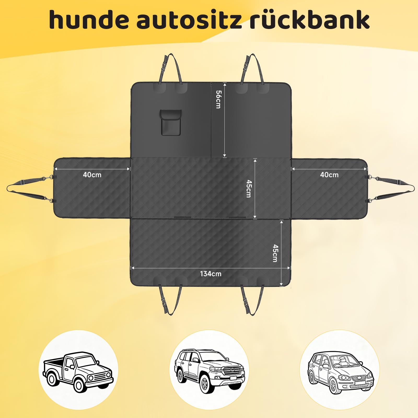 Hundedecke Auto Rückbank Kofferraum für SUV LKW, Universal Hundedecke Wasserdicht & Kratzfest, Hundematte Autoschondecke mit Seitenschutz