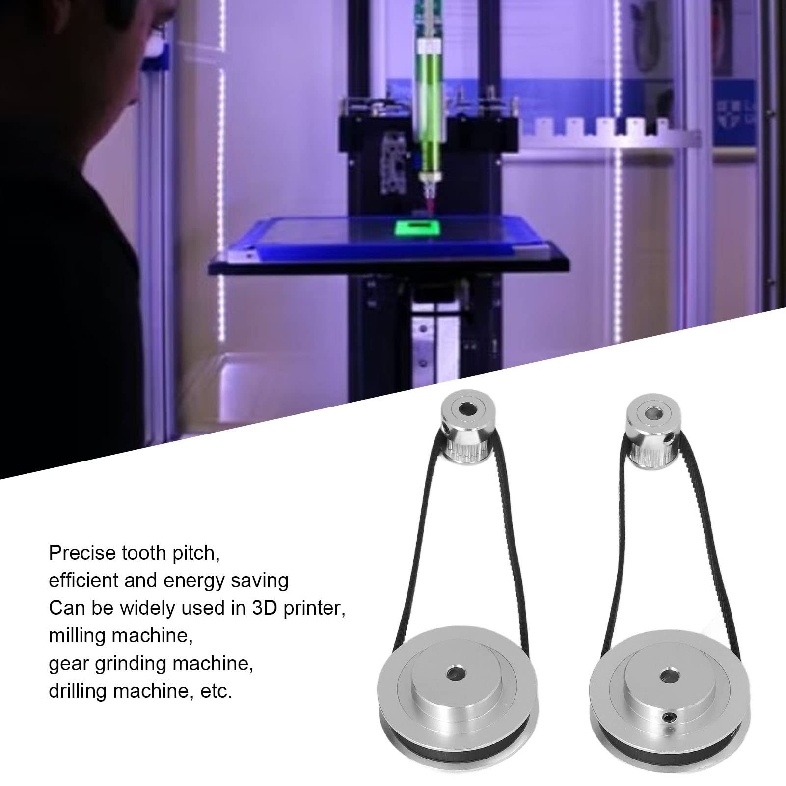 Synchronous Wheel Aluminum Timing Pulley Set 20 Teeth 60 Teeth with 280mm Length 6mm Width Timing Belt for 3D Printer(8mm / 0.31in Bore) 20 teeth 8mm bore timing pulley wheel