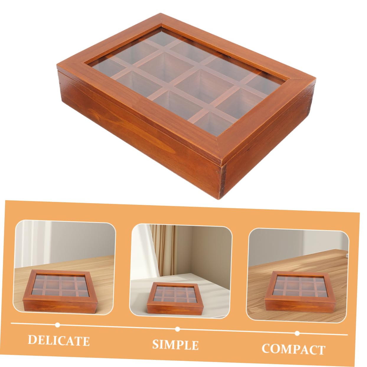 Teebeutel-aufbewahrungsbox Aus Holz Mit Deckel Durchsichtigen Fächern Organisierter Aufbewahrung Für Teebeutel Snacks Und Für Zuhause Und Schreibtisch