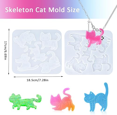 Miniatura 5 de iSuperb Moldes de resina para gatos, lindos moldes de epoxi, moldes de silicona de animales para fundición de bricolaje, adornos colgantes de joyería