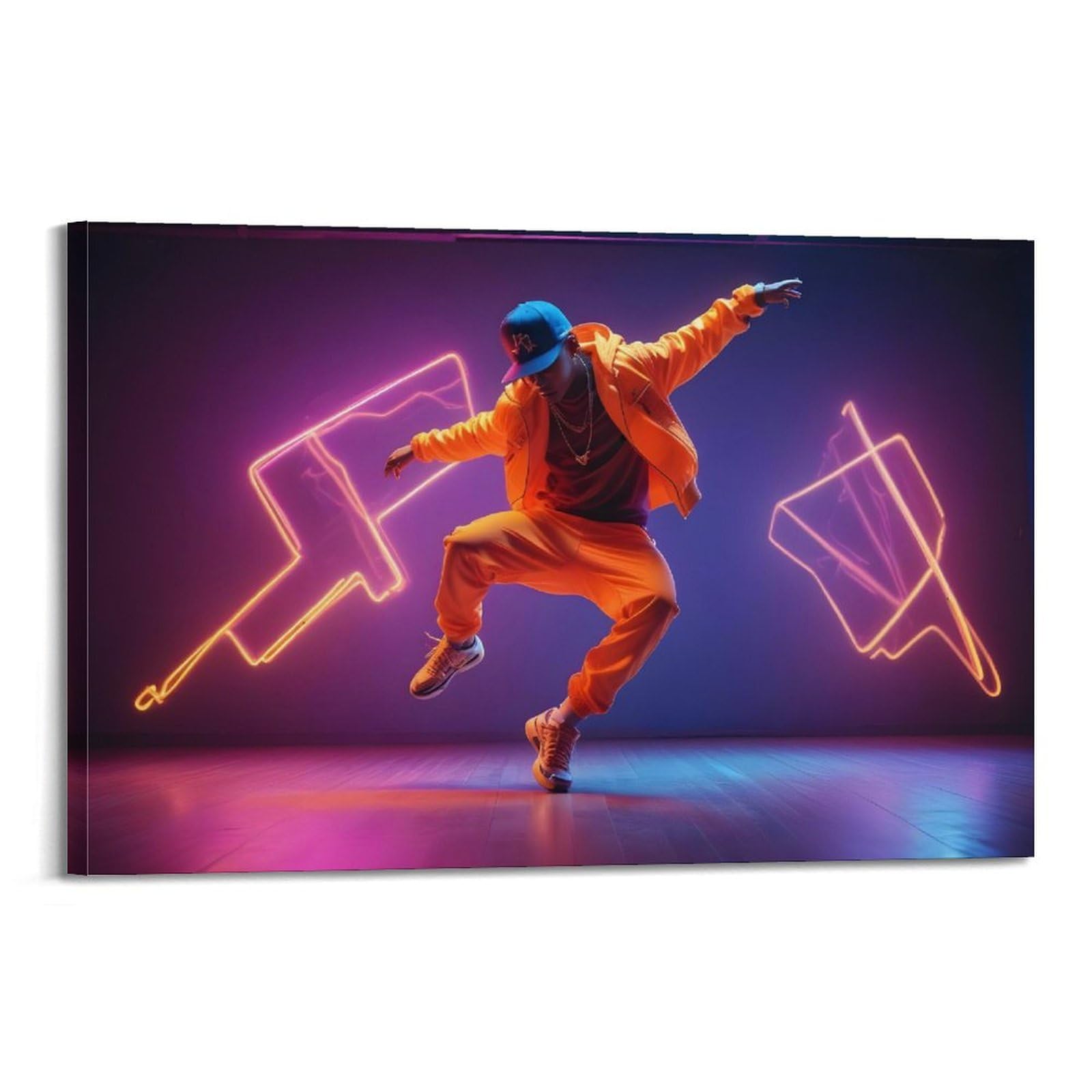 ZLQYHW Stampa artistica su tela, motivo: hiphop dance, motivo: uomo appassionato, per camera da letto, 60 x 90 cm
