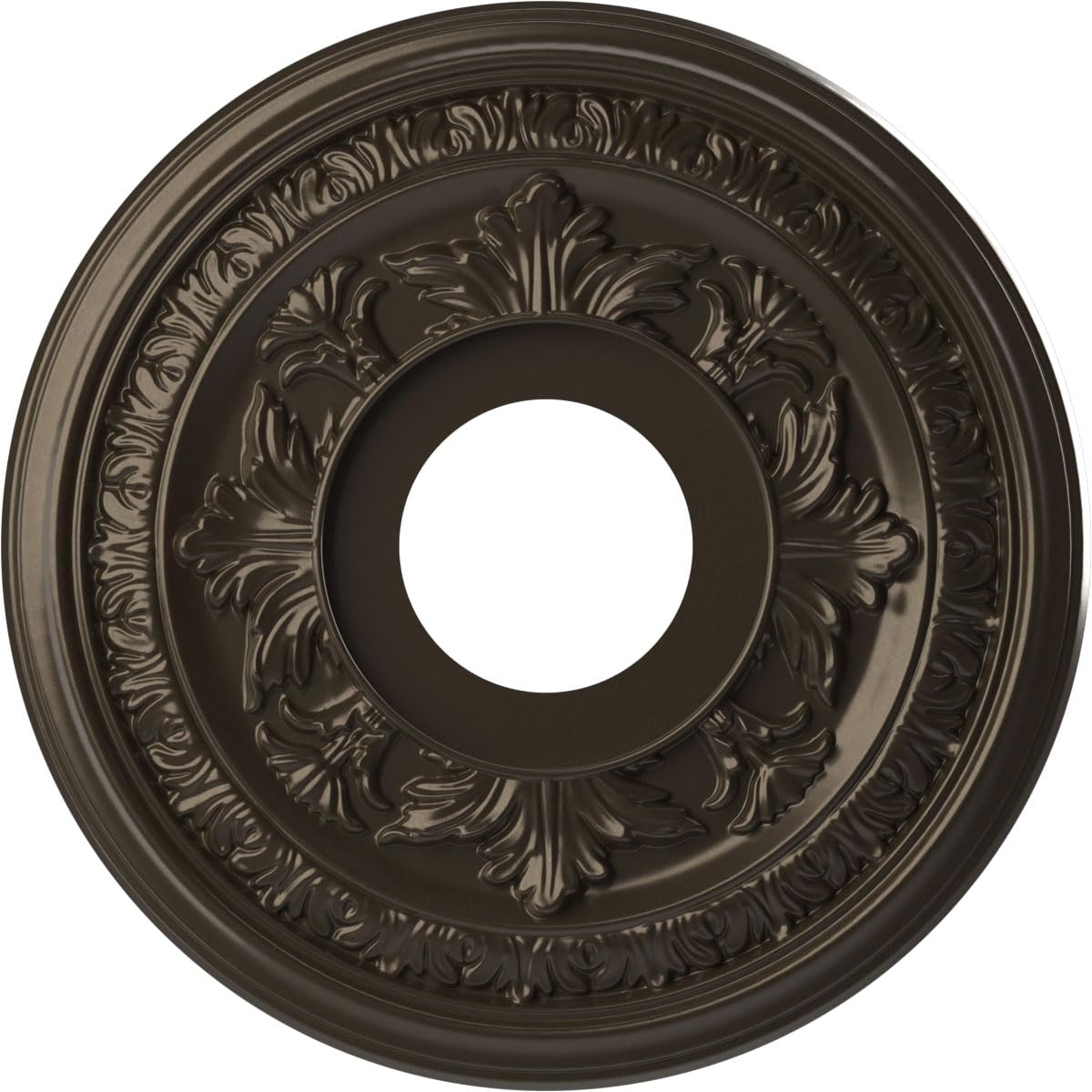 Ekena Millwork 13"OD x 3 1/2"ID x 3/4"P Baltimore Thermoformed PVC Ceiling Medallion (Fits Canopies up to 5 1/4"), Metallic Dark Bronze