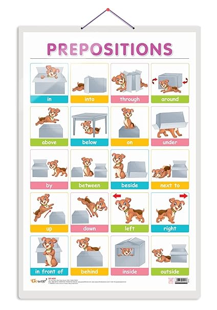 PREPOSITIONS Early Learning Educational Chart for Kids | 20"X30" inch |Non-Tearable and Waterproof | Double Sided Laminated | Perfect for Homeschooling, Kindergarten and Nursery Students