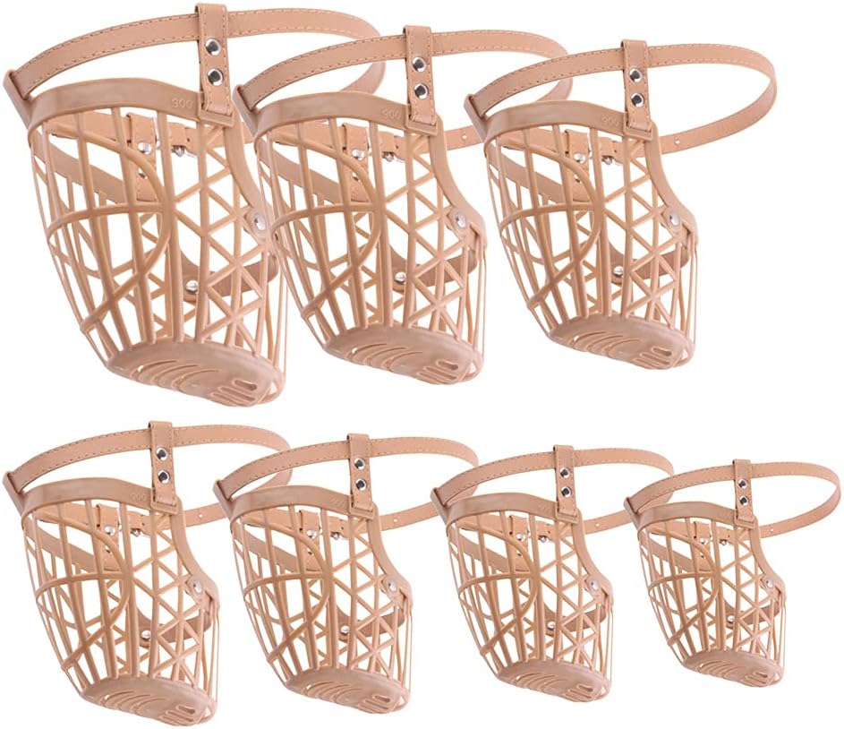 TEHAUX Dog Muzzle Basket Adjustable Anti-Bite Cover for Large Dogs 5.7 Inch Breathable Training Mouth Guard for Barking and Chewing Control