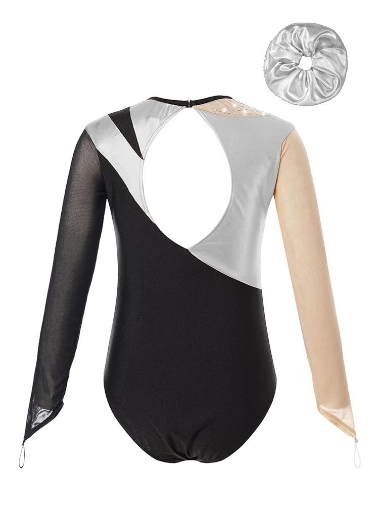 Body Ginnastica Manica Lunga Con Strass - Abito Danza Classica E Pattinaggio Per Bambine - Foto 5