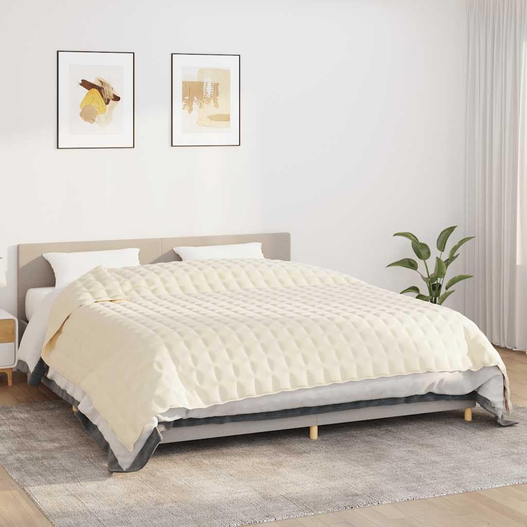 Mangloder - Coperta ponderata color crema chiaro, 220 x 260 cm, 11 kg, in microfibra spazzolata con perle di vetro, traspirante e morbida, per letto matrimoniale, divano, camera da letto e comfort per