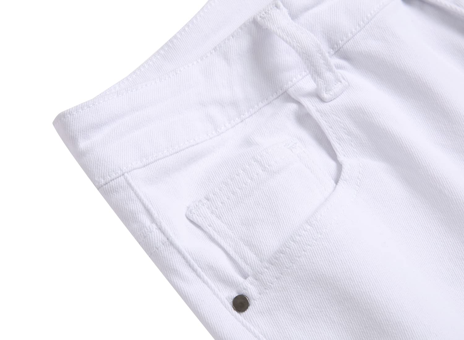 Jeans da motociclista slim fit da uomo, pantaloni in denim da moto strappati elasticizzati distrutto, Bianco strappato, 52