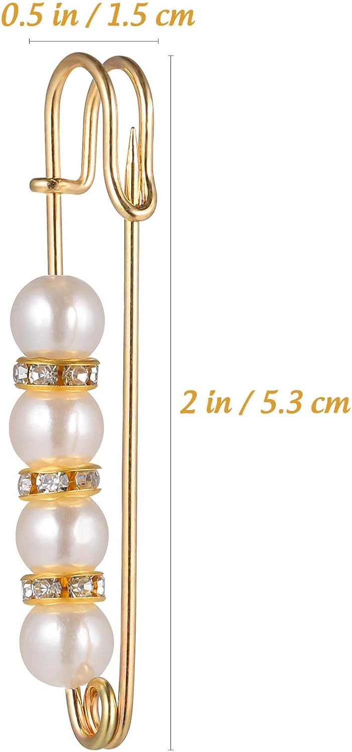 10pcs Pearl Safety Pin Decorative Brooches for Jeans Waist Xmas image 2