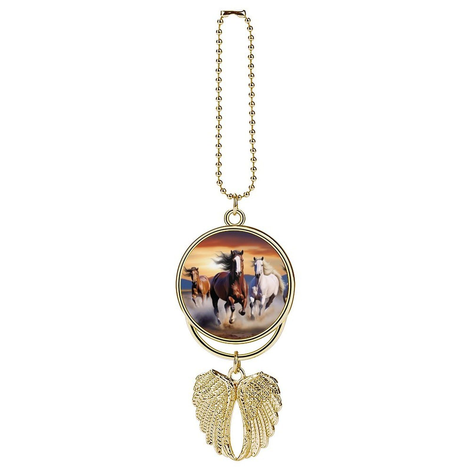 Running Horses Car Charm Alloy Car Rear View Mirrors Hanging Ornaments Stylish Car Pendant Funny Auto Hanging Accessories Car Hanging Ornaments Gift for Women Men