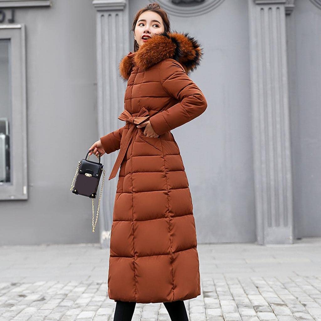 ZOOMELLA Faux Fur Hooded Long Down Puffer Womens Coat Zipper Quilted Jacket Brown XL|Coats & Jackets|Clothing Shoes & Accessories-picture-17