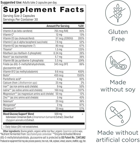 Miniatura 2 de Ancient Nutrition Multivitamínico de apoyo para el azúcar en la sangre, apoya el metabolismo saludable de la glucosa, azúcar en la sangre saludable