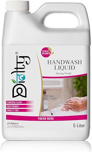 Diolty Hand Wash Liquid 5L Rose Refill Can - 99.9% Germ Protection, Moisturizing, Paraben-Free, Long-Lasting Scent, Bulk f...