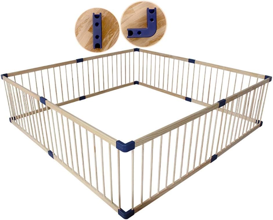 Play yard Extra Large Foldable Wooden Baby Playpen with Walk-Through Door in Two Directions, Security Fence (Size : 200x200cm)