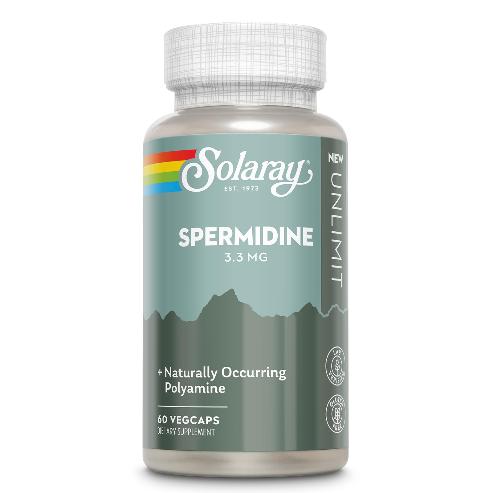 SOLARAY Spermidine 3.3 mg - Spermidine Supplements - Plays a Role in Autophagy and DNA Stabilization - Naturally Occurring Polyamine - Vegan, Gluten Free - 60 S